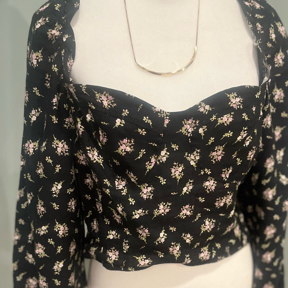 Floral linen Corset Top - Picture 2 of 4
